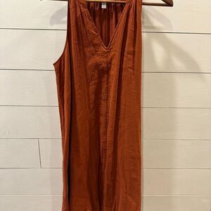 Garnet Hill Midi V-Neck Gauze Sleeveless Dress- medium